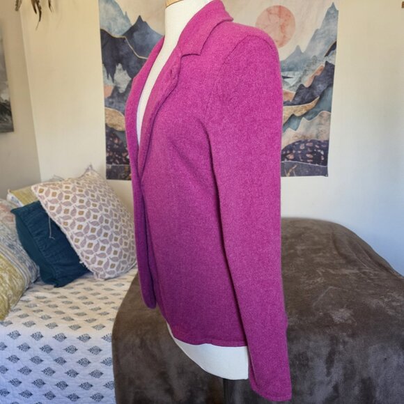 Neiman Marcus 100% Cashmere Blazer Sweater Jacket Women’s L Purple Magenta - Picture 6 of 14
